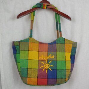 Aruba Colorblock Zip Top Cloth Tote Bag
